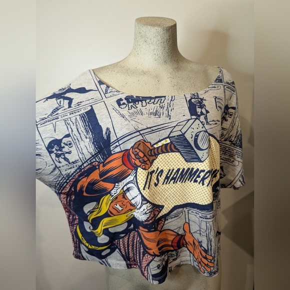 MARVEL "HER"OES  Oversize crop Graphic Thor Tee Size M oversized - Picture 3 of 7